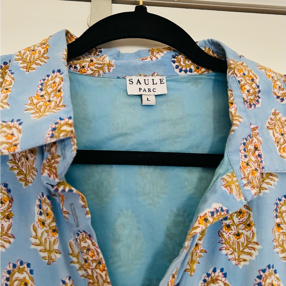 SAULE PARC Blue Floral Puff-Sleeve Mini Dress - Picture 2 of 2